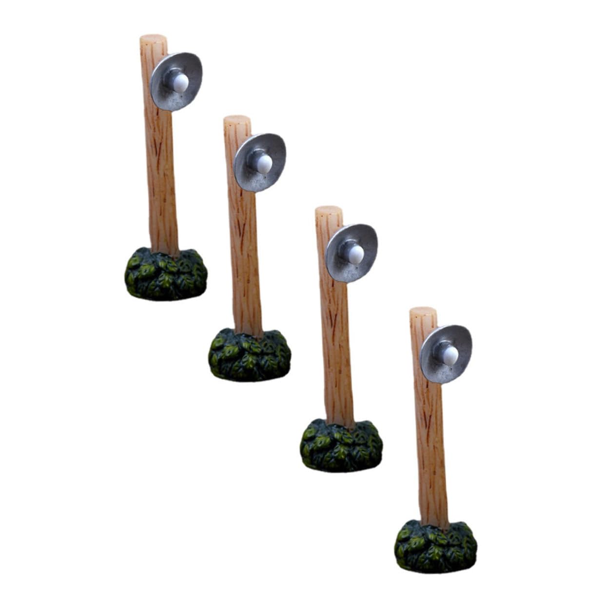 Kisangel 4pcs Miniature Street Lamp Ornaments Lifelike Resin Village Decor for House and Moss Landscape for Garden Path Accessories