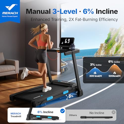 MERACH Foldable Treadmill with Incline, Treadmills for Home for Heavy People, 0.8-12 km/H Walking Pad Treadmill for Home & Office, Save Space, LED Display & Fitness App - Image 3