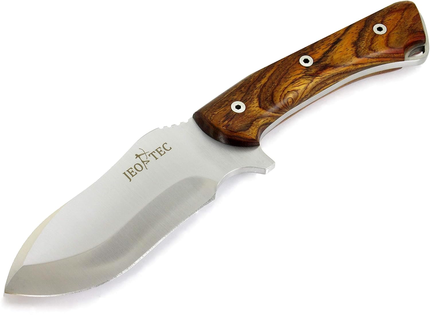 JEO-TEC Nº35 Outdoor Camping Gürtelmesser Jagdmesser Überlebensmesser Survival Bushcraft Messer - Stahl MOVA - Lederscheide Feuerstahl Messerschärfer - Single Edge