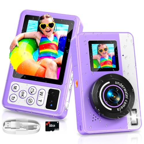 Maxmango D70 Appareil Photo Etanche Numérique 4K - Double Écran Selfie, Étanche 10FT - Autofocus, Zoom 18X- Parfait pour la Plongée, Le Snorkeling et la Natation - Inclut Carte 32 Go