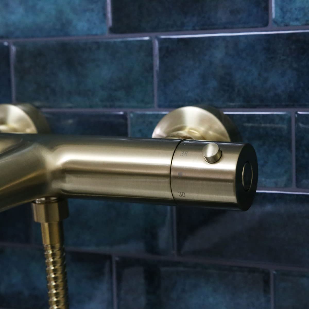 Essebagno 9024327 Luisa Mezclador Baño-Ducha Termostático Grifo de Bañera Grifo de Pared Oro Cepillado