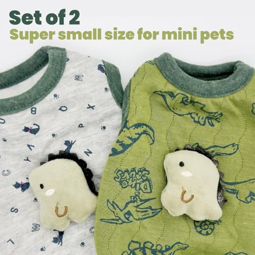YorkieGogo Ropa para Perro Haustierkleidung, extra weiche Kleidung für Teetasse, kleine Katzen und Frettchen, Sommer- und Herbst-Stil, 2 Stück (XX-Small, Dinosaurier)