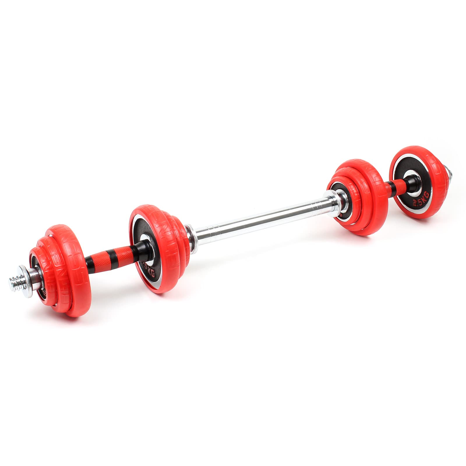 Hantelset 20 kg 2in1 Set Kurzhantel und Langhantel mit 12 Hantelscheiben, Langhantel mit Verlängerungsstange Hantelstangen Gewichte für Krafttraining Hanteln Training Hantel Set