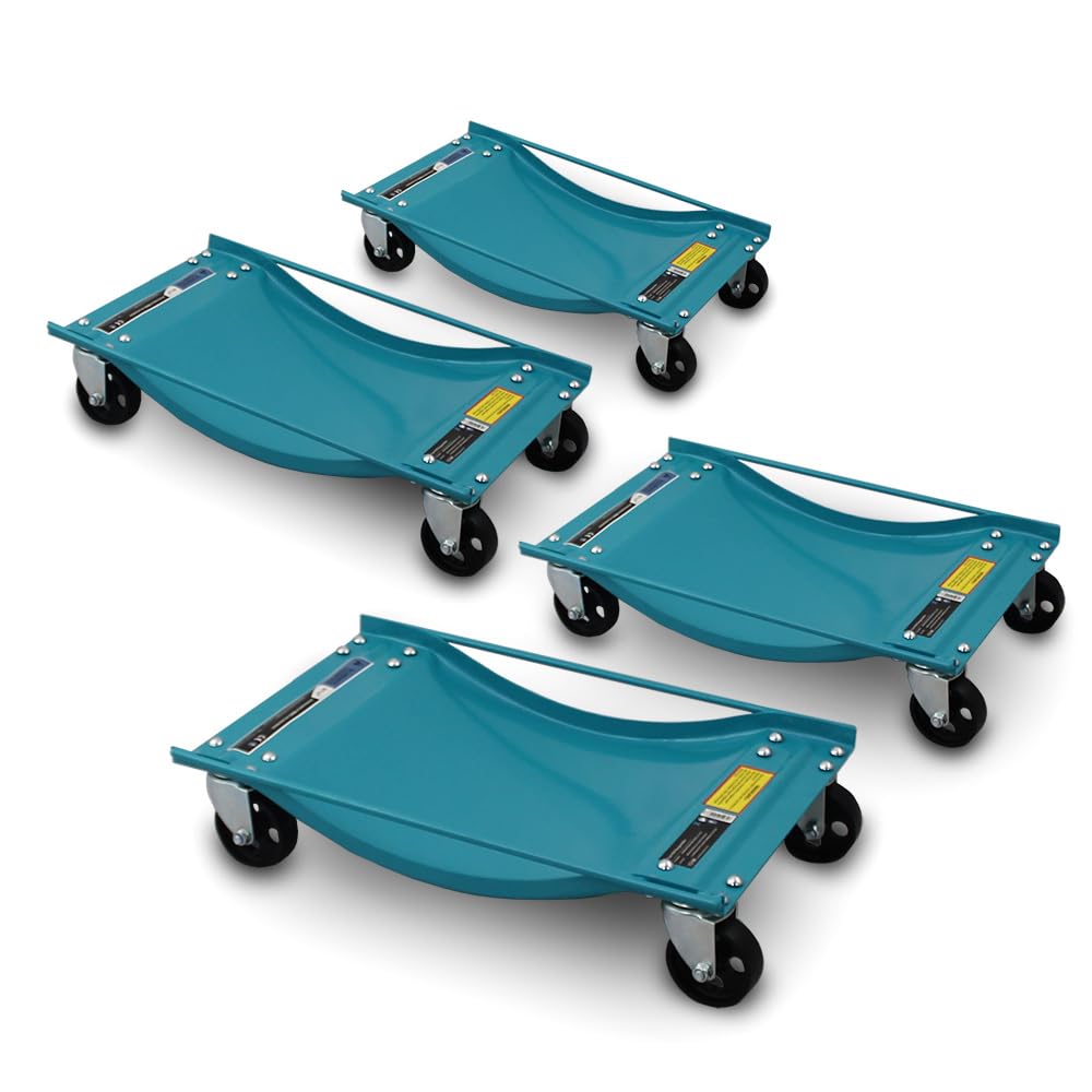 BITUXX® 4 Stück Rangierhilfe für PKW Auto Rangierroller Rangierheber Wagenheber Roller Belastbar bis 450 kg pro Rangierroller