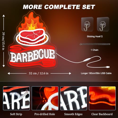 Image of BBQ Neon Sign Barbecue LED Wall Decor Neon Light for Bar & Grill