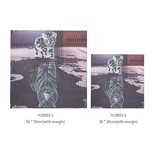 Kit de pintura de diamante 5D DIY Decdeal com estampa de gato, mosaico bordado de resina, strass, mo