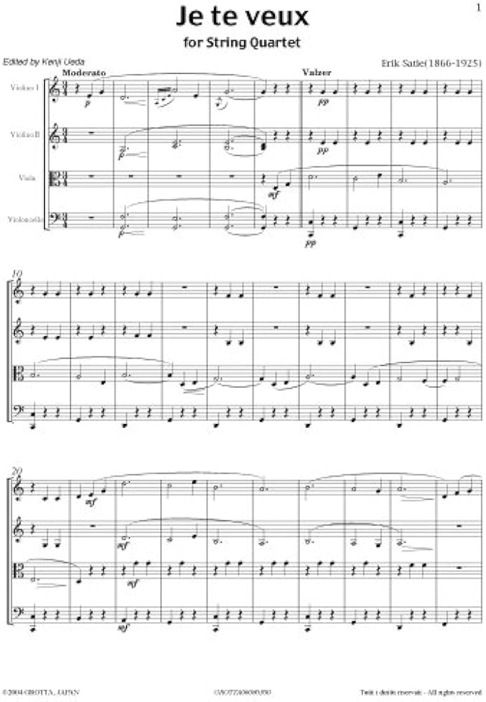 Amazon.co.jp: No.06080300 Erik Satie Je te veux for String Quartet
