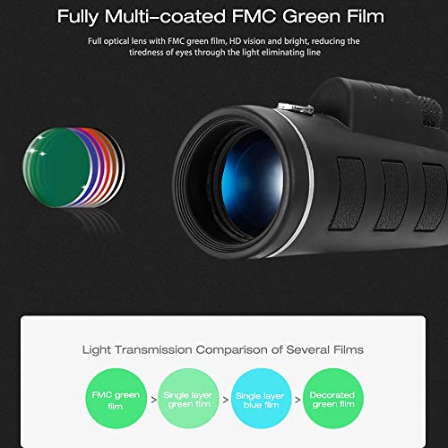 40X60 Outdoor Monocular BAK4 Monocular Telescope HD Vision Scope Prisma Bússola embutida com suporte