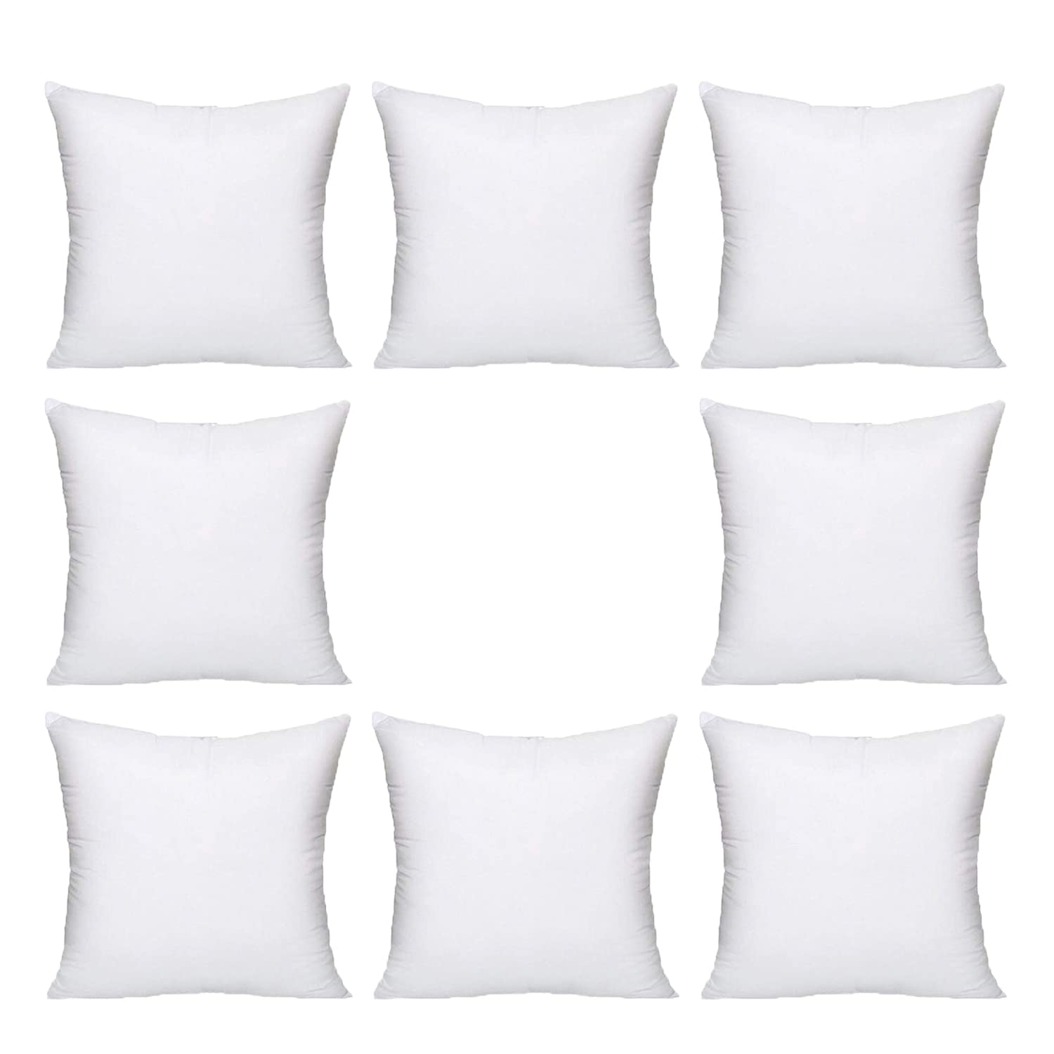 Cushion Pads Hollowfibre | Pack of 8- (16x16)" | White Inner Pillow Insert Square- Bounce Back-Soft-Hypoallergenic- MADE IN UK โ image 1