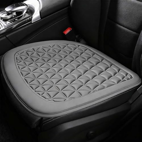 Cojín Asiento Coche Patrón de Rombos 3D, Cojines de Asiento Delantero de Algodón &Tela, Funda Asiento Coche Antideslizante, Comodidad para Todo Tipo de Clima, para Mayoría de Coches (Gris, 48x46 cm)