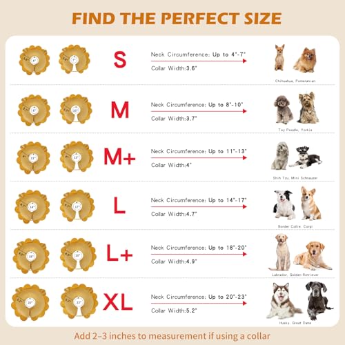 IEUUMLER Aufblasbare Halskrause Hund, Einstellbar Bequem Hundekragen Leckschutz für Hunde & Katzen Nach der Operation Verhindert das Beißen und Kratzen EU004, S