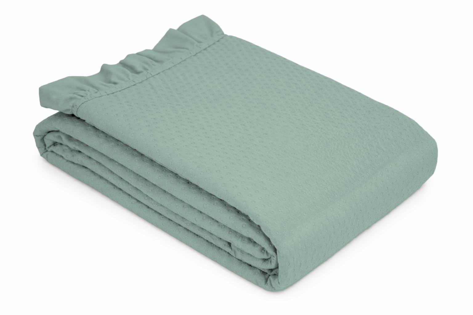 Tata Home Trapuntino Matrimoniale Autunnale Primaverile Copriletto Trapuntato Imbottito Mezza Stagione Extra Morbido Misura 250x250 cm Colore Verde Salvia Mod. Volant