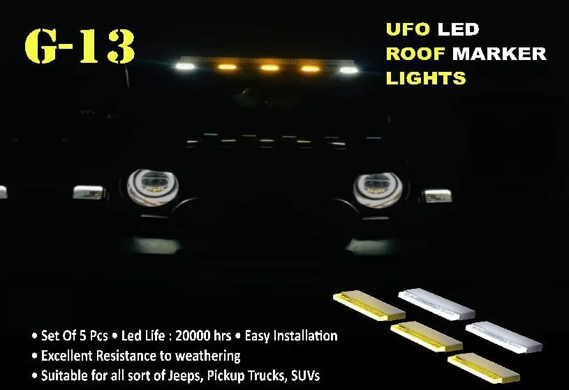 Image of UBH Roof Marker LED Lights For Cars, Trucks, Or Suv 4 X 4 Thar (UFO) ((3AMBER, 2WHITE))