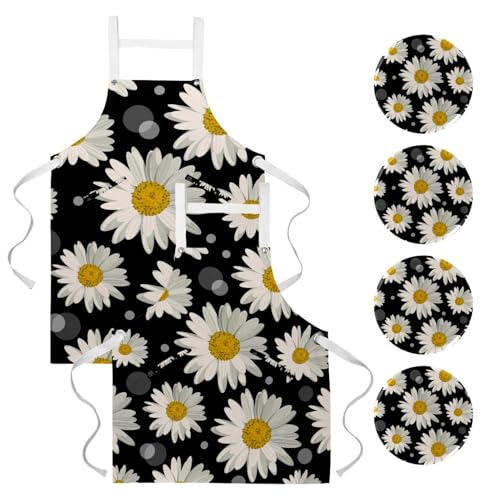 Tablier de serveuse chic à fleurs pour le bistrot et la maison