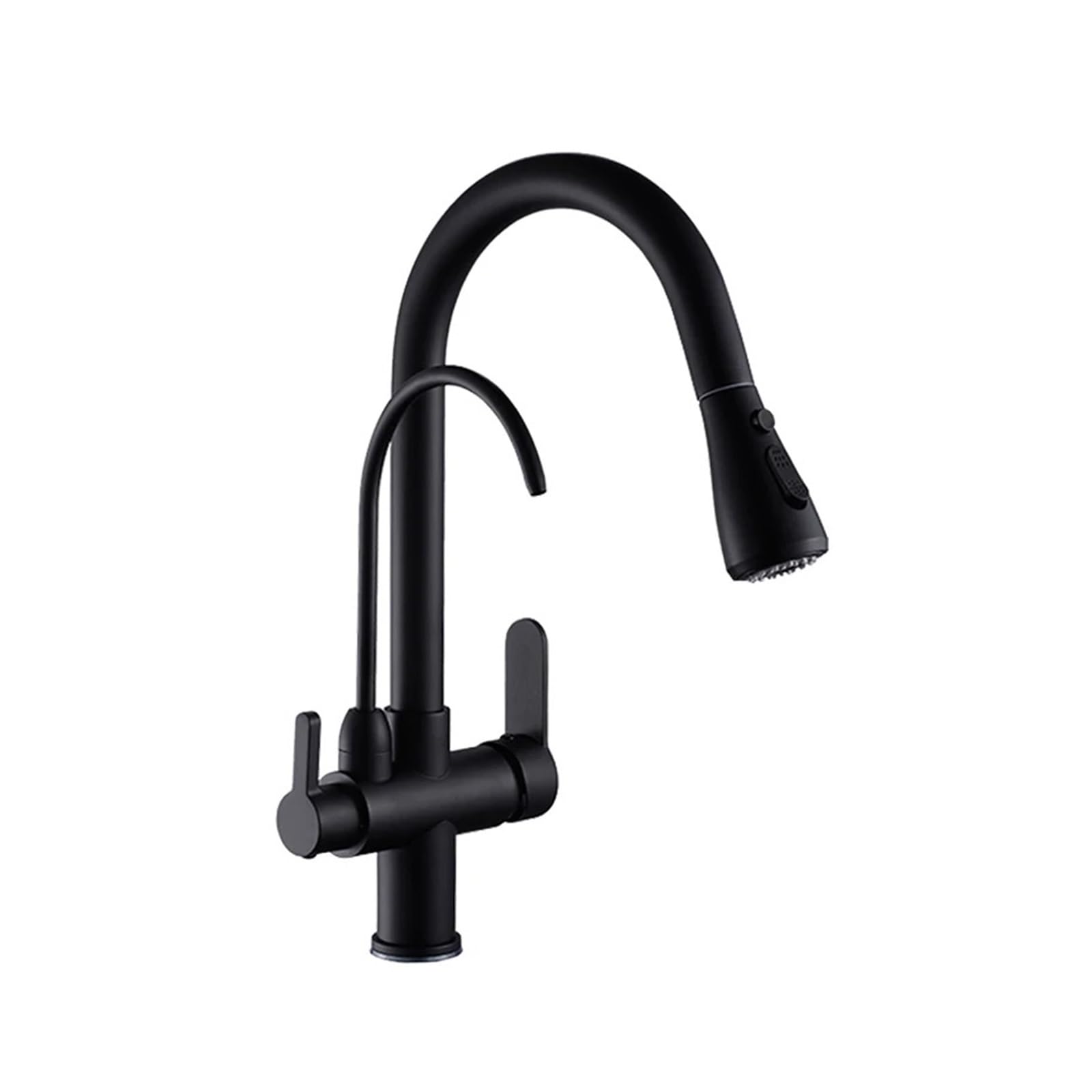 ZQFHSX Modern Brushed Nickel Kitchen Faucet with Purified Water Filter Pull Out Sprayer and Swivel Function Hot Cold Mixer for Stylish Upgrade (Matte Black)