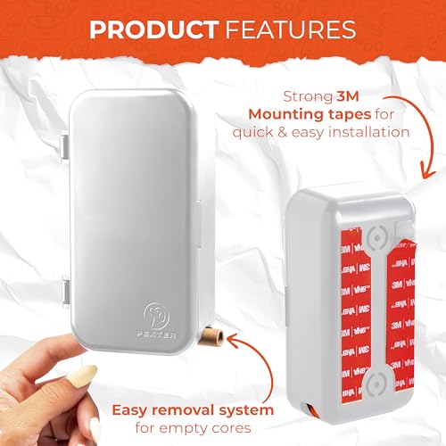 Image of PEXTER Dog Poop Bag Dispenser - Outdoor or Indoor Pet Waste Bag Dispenser Station - Stick-On or Screw-On Wall Mount - Poop Bags Storage Outdoor Container - Includes 4 Doggie Bag Rolls (Gray)