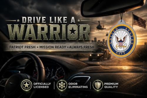 Image of Elektroplate US Navy Crest Car Air Freshener 6-Pack | Officially Licensed, Long-Lasting Arctic Patrol Scent, Vivid Naval Graphics, Versatile Hanging Design