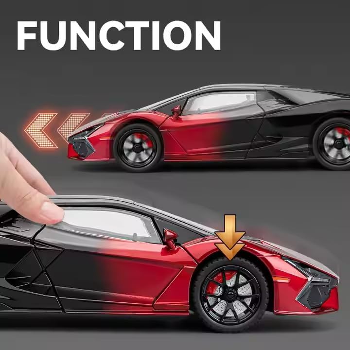 Image of VARIYA ENTERPRISE Exclusive Alloy Metal Pull Back Die-Cast Car Diecast Metal Pullback Toy Car with Openable 6 Doors,Light Music Boys Gifts Toys (1:24 Lamborghini Revuelto Sport-Red)