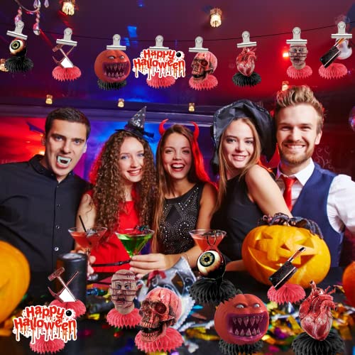 Bloody Halloween Decorations Honeycomb Centerpiece,8 Pcs Scary Halloween Table Centerpiece, Halloween Bloody Decorations Table Halloween Scary Decorations 3D Halloween Centerpiece #TOP5