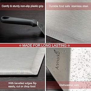 Metal Spatula Stainless Steel and Scraper Professional Chef Griddle Spatulas Set of 3 Heavy Duty Accessories Great for Cast Iron BBQ Flat Top Grill Skillet Pan Commercial Grade