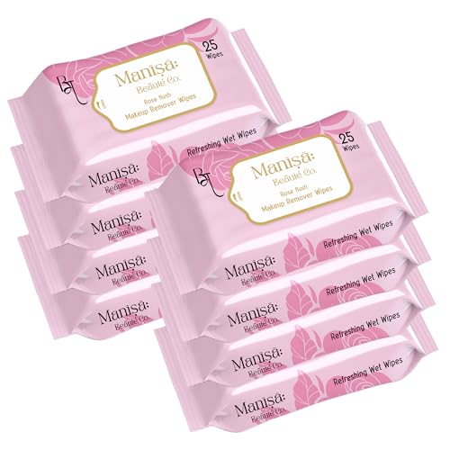 Image of Co. Rose Flush Makeup Remover Wipes | Alcohol-Free, Paraben-Free, Vegan & Cruelty-Free | Rose-Infused Makeup Removing Wipes | 200 Wipes (Pack of 8)