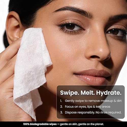 Image of Personal Touch Makeup Melting Skin Care Wipes | World's First Serum Infused Hydrating Makeup Remover With Hyaluronic Acid & Ceramides | 100% Bio-Degradable (4 Pack of 10 Sheets Each)