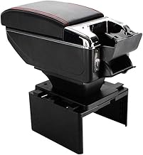 Hewflit Console Box, Multi-functional, Universal, USB Port Included, Interior, Long Time Driving, Armrest, Car, Armrest, Storage, Black