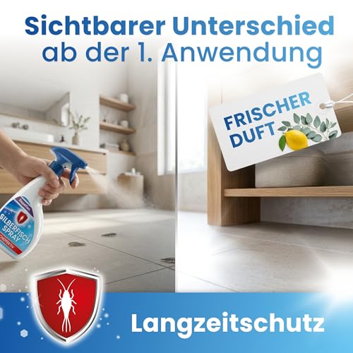 Repellion ® SILBERFISCH SPRAY (500ml) – Hocheffektive Sofort-Abwehr von Silberfischen und Silberfischchen – Wirksames Mittel gegen Silberfische im Bad, Keller & Haus