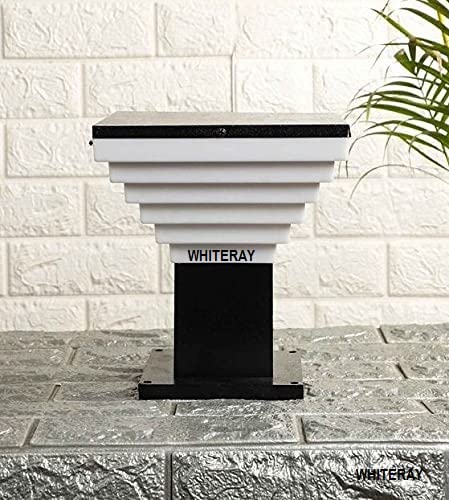 WHITERAY Metal gate Light for Home gate Modern Design Stairs Shape Waterproof Outdoor Lamp Staircase Step Design (Black & White) Metal and PVC (1) (B09P8LLB4C) Amazon Price History, Amazon Price Tracker