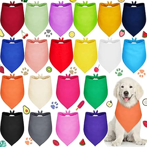 20 Pieces Plain Dog Bandanas Washable Puppy Bandana Blank Sublimation Dog Bandanas Triangle Dog Bibs Heat Transfer Adjustable Dog Bandana for Small Medium Large Pets (25 x 17 x 17 Inches) Cover