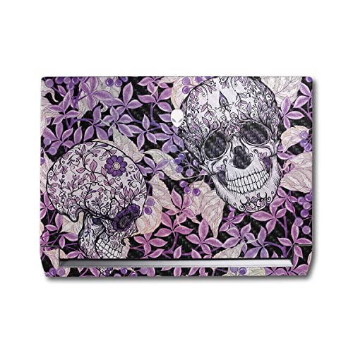 Image of MightySkins Carbon Fiber Skin Compatible with Alienware M17 R5 (2022) Full Wrap Kit - Flower Skull | Protective, Durable Textured Carbon Fiber Finish | Easy to Apply & Change Styles | Made in The USA