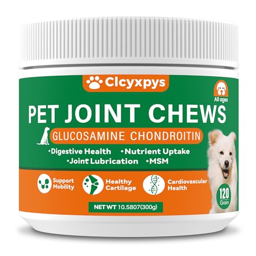Clcyxpys Glucosamine for Dogs Hip and Joint Supplement Chews,Mobility Support Supplement -Glucosamine chondroitin-MSM，Hip & Joint Support-Digestion,Probiotics-120 Chews
