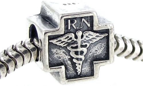 Queenberry Sterling Silver RN Registered Nurse Cross European Style Bead Charm - Image 3