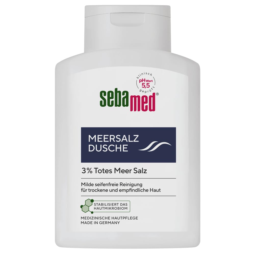 SEBAMED Meersalz Dusche 200 ml, Duschgel für Männer und Frauen, mit original totem Meersalz, seifenfreie Reinigung für empfindliche und trockene Haut