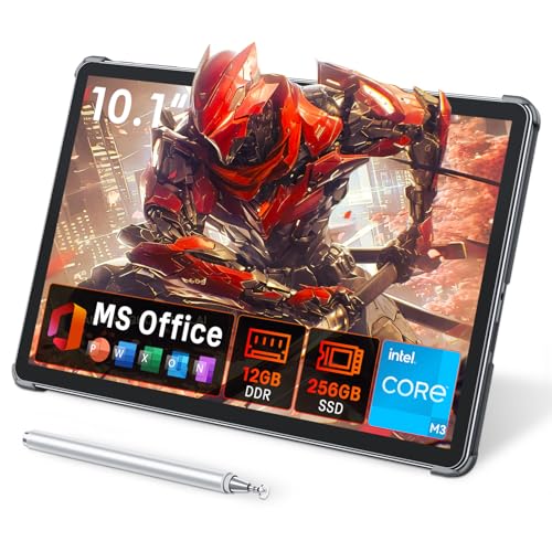 Tylvx 2-in-1Tablet Computer, 10.1' Touchscreen Tablet PC with Stylus and Case, Intel m3 8100Y up to 3.4GHz, 12GB RAM 256GB SSD, Win 11,for Home, Business, Students, Digital Sketching(Without Keyboard)