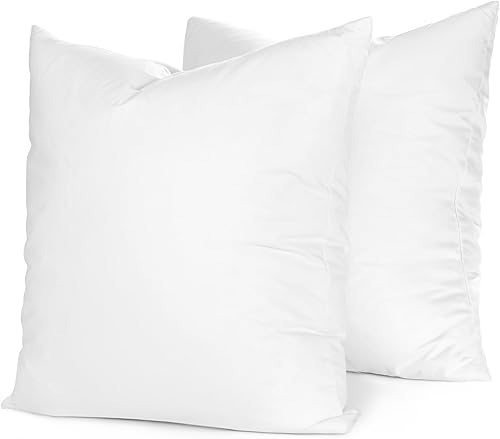 Miniatura 9 de Continental Bedding Almohada decorativa de plumón de ganso y relleno de plumas 5050, 22 x 22 pulgadas (paquete de 2), color blanco, 2 unidades