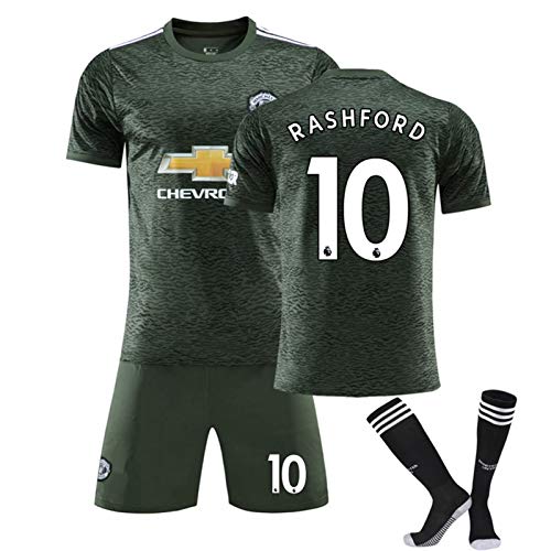 SHUER 2021 Manchester Jersey Estados Rashford 10# Fútbol, ​​Nueva Camiseta Cortos Calcetines Kits con Nombre Y Número, Competencia Camisetas De Fútbol Personalizada Traje Away-M