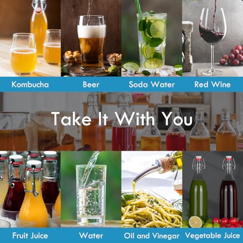 Image of YEBODA 25 oz Clear Swing Top Glass Bottles with Airtight Lids, 6 Pack | Reusable clear glass bottles for home brewing, kombucha, beer, soda, juice, water, kefir, vanilla extract, oil and vinegar
