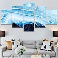 SIGNWIN 5 Panel Canvas Wall Art Modern Art Abstract Brushstroke Contemporary Edgy Mixed Media Multicolor for Home Decorations Ready to Hang - 60
