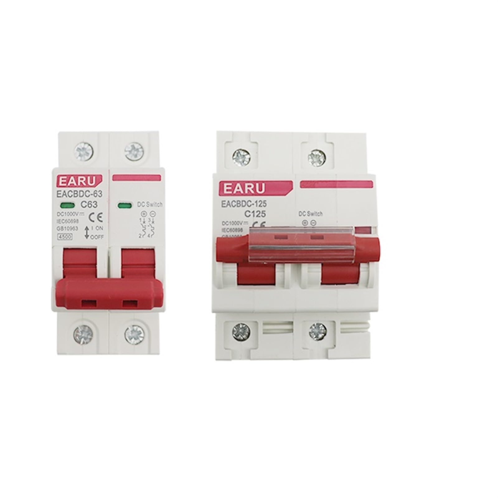 GVBAEPIEO DC 1000V Solar Mini Circuit Breaker Overload Protection Switch 6A/10A/25A40A/63A/80A /100A/125A 2P DC1000V Photovoltaic MCB PV(25v)