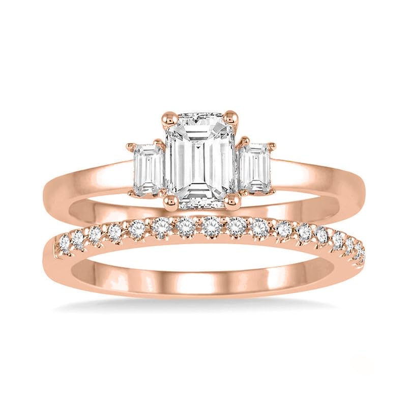 Moissanite Lab Grown Diamond and Diamond Bridal Ring Sets 1/2-3 Carat 10K 14K 18K Gold Wedding Band Set (D Color VVS1 Clarity)