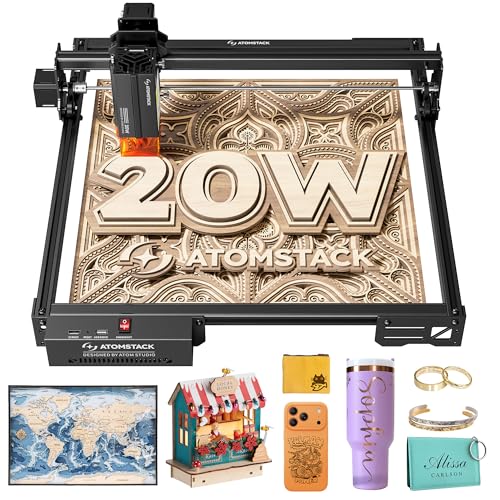 ATOMSTACK SWIFT A20 PRO V2 20W Laser Graviermaschine Gravurbereich:410×380 mm Laser Cutter Hochpräzisions-Laserschneider für Personalisierte Geschenke Holz Acryl Leder (SWIFT A20 PRO V2 20W Schwarz)