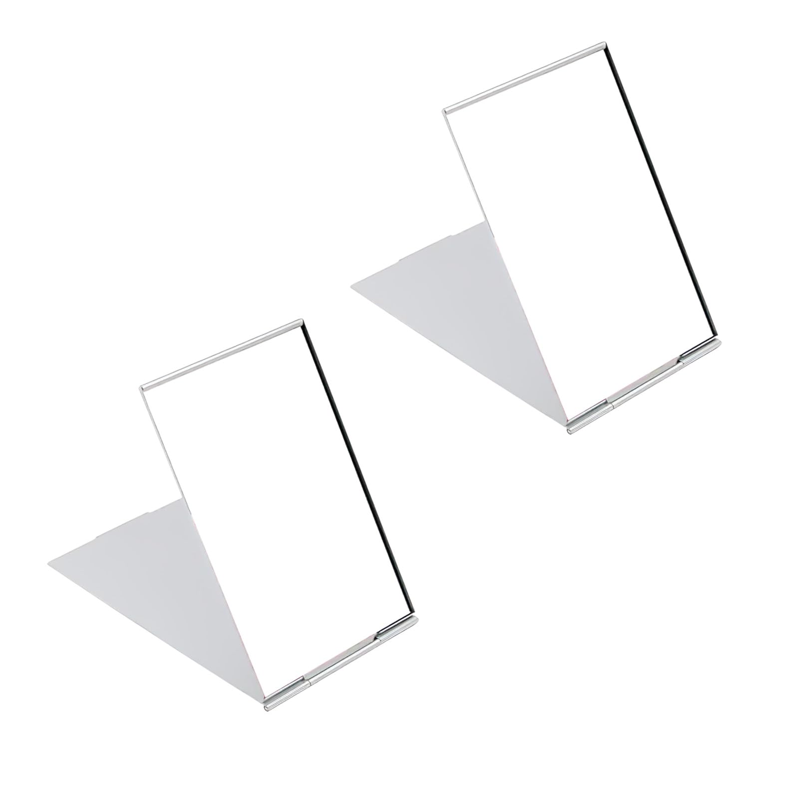 Espejo de Viaje pequeño para cosméticos, Paquete de 2 Espejos Plegables Portátiles - Ultrafinos, Vidrio Transparente, Carcasa de Aluminio, Ideal para Viajes y Uso Diario - 8,3 x 5 cm