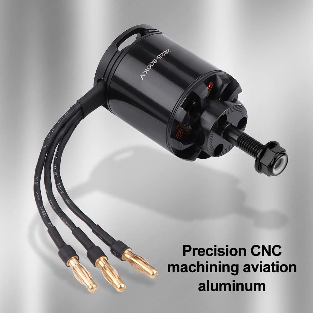 Motor sin Escobillas Duradero de 850 KV para Avión RC Funcionamiento Suave y Larga Vida útil para Entusiastas de los Aviones de Ala Fija Aluminio Negro 282 G (800KV)