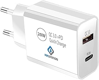 Pipestation® 20W Holiday Charger European USB Plug EU Charger 2 pin 2-pin plug 2 Port USB Charger Travel Adaptor Phone Charger Abroad PD Plug Europe Plug Adapter EU Adaptor Battery Charging Type C