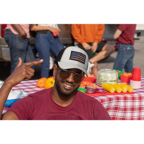 Image of American Flag Hat, Baseball Cap for Men Women, Adjustable Snapback Hats USA Flag Trucker Hat Black