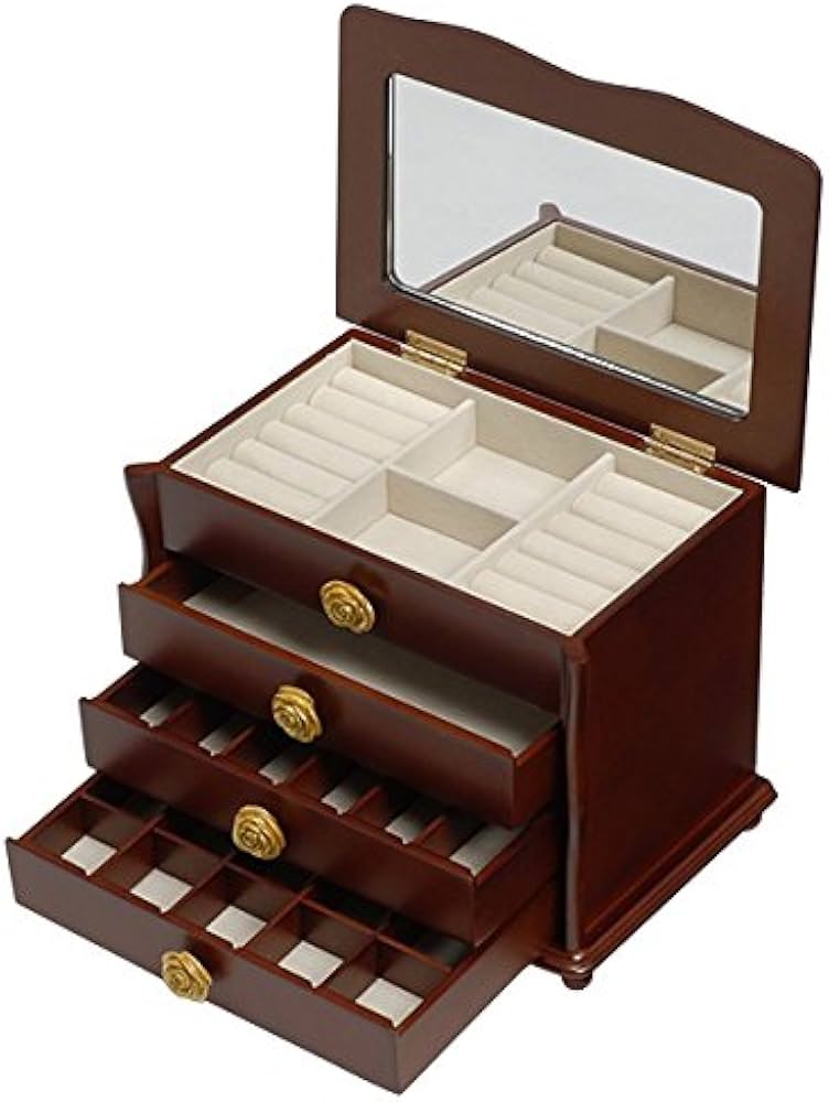 Amazon | 大容量ジュエリーボックス ( 宝石箱 ) 4段収納 幅26cm 木製 Amazon | 大容量ジュエリーボックス ( 宝石箱 ) 4段収納 幅26cm 木製