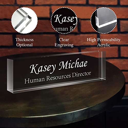 Custom Engraved Acrylic Name Plate for Desk, Desk Name Plate Personalized, Office Desk Decor for Women Men, Acrylic Desk Accessories, Office Gifts for Boss, Employee Appreciation Gifts (Engraved A) - Thumbnail 6