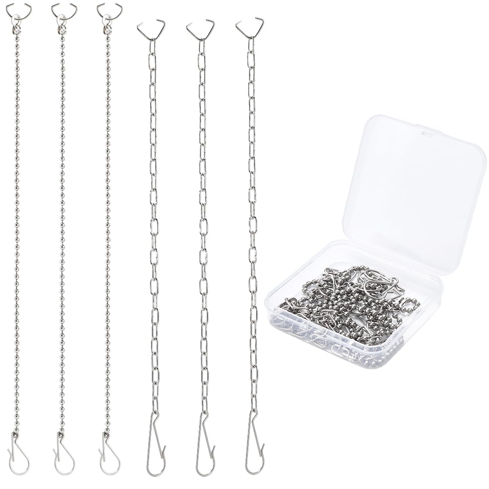 CREATCABIN 6 Pack Toilet Flapper Chain Kit Toilet Beaded Chain 304 Stainless Steel Silver Replacement Lift Metal Handle Link Clasp Hooks Accessories for Most Flappers Home Bathroom Drain Valve Stop