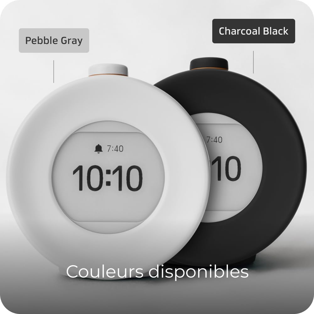 mudita Harmony 2 Réveil numérique - Réveil de lumière du Jour avec écran E-Ink et Fonction de méditation et de répétition - Réveil à l'aube - 17 mélodies, Sons de détente, Sons naturels - Gris